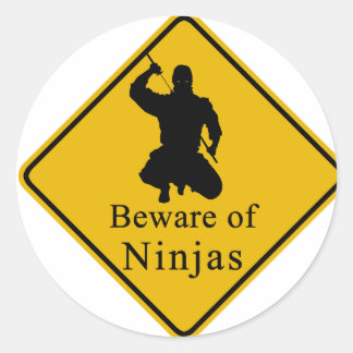 Pas op voor Ninjas Ronde Sticker