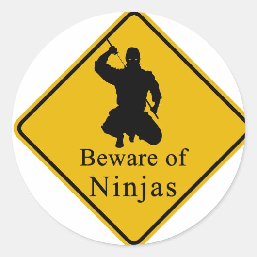Pas op voor Ninjas Ronde Sticker (Voorkant)