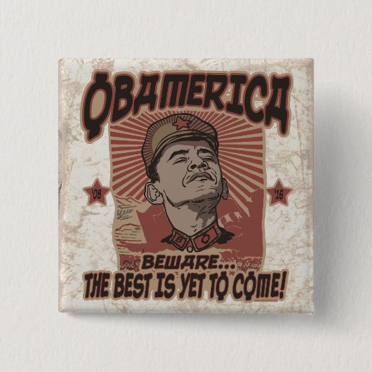 Pas op voor Obama's Obamerika Vierkante Button 5,1 Cm (Voorkant)