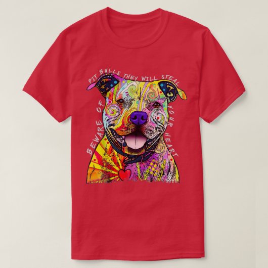 Pas op voor Pit Bulls die ze uw hartslag sturen T-shirt (Design voorkant)