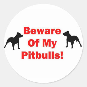 Pas op voor Pitbull Ronde Sticker