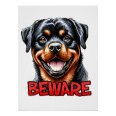 Pas op voor Rotweiler Poster (Voorkant)