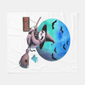 Pas op voor Schattigee heks luiaard vliegen op Bro Fleece Deken (Voorkant (Horizontaal))