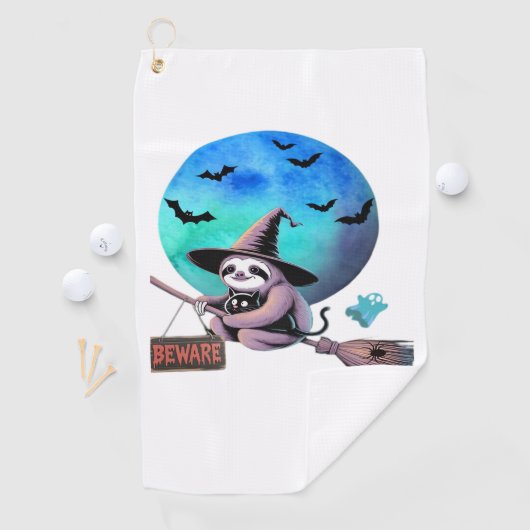 Pas op voor Schattigee heks luiaard vliegen op Bro Golfhanddoek (Insitu)