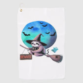 Pas op voor Schattigee heks luiaard vliegen op Bro Golfhanddoek (Voorkant)