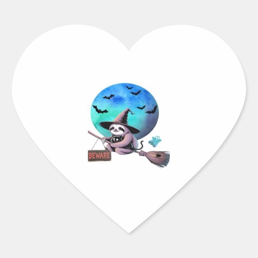 Pas op voor Schattigee heks luiaard vliegen op Bro Hart Sticker (Voorkant)