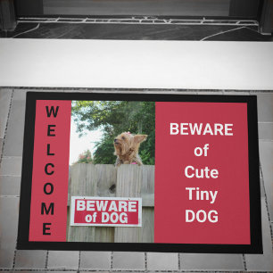 Pas op voor Schattigee Tiny Dog Sign Yorkie Deurmat