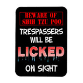 "Pas op voor Shih Tzu Poo" Magneet (zwart) (Verticaal)