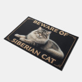 Pas op voor Siberische Kat, Stijlvolle Siberische  Deurmat (Schuin)