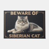 Pas op voor Siberische Kat, Stijlvolle Siberische  Deurmat (Voorkant)