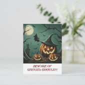 "Pas op voor spoken, Ghouls en Goblin Foolery" Briefkaart (Staand voorkant)