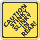 Pas op voor Stinky Slinky Achter! Sticker (Voorkant)