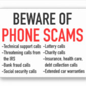 Pas op voor telefonische oplichting - Scam Prevent Sticker (Voorkant)