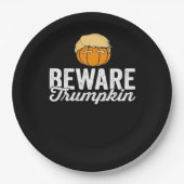 Pas op voor Trumpkin Grappig Politiek Halloween Papieren Bordje (Voorkant)