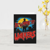 Pas op voor Walkers Scary Zombie Dog Walker Horror Kaart (Gele Bloem)