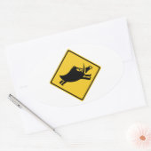 Pas op voor wilde beren, verkeersborden, Japan Ovale Sticker (Envelop)