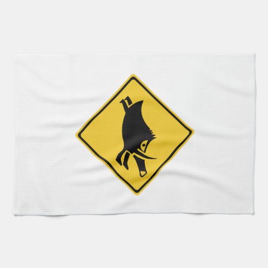 Pas op voor wilde beren, verkeersborden, Japan Theedoek (Horizontaal)
