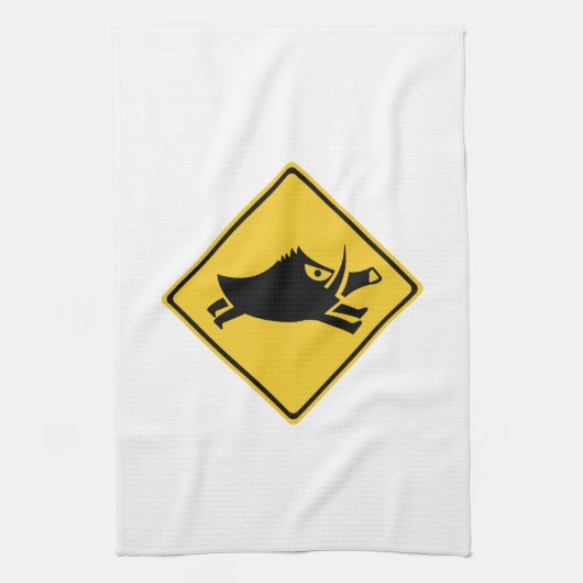 Pas op voor wilde beren, verkeersborden, Japan Theedoek (Verticaal)