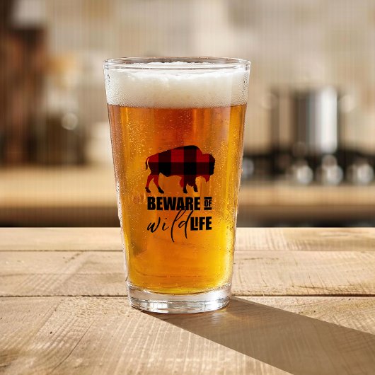 Pas op Wilde Dieren Buffalo Plaid ID669 Glas