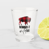 Pas op Wilde Dieren Buffalo Plaid ID669 Shot Glas (Voorkant)