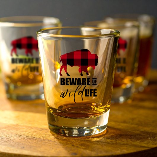 Pas op Wilde Dieren Buffalo Plaid ID669 Shot Glas