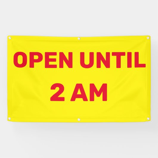Pas 'Open tot 2 uur 's nachts Bedrijf aan Spandoek (Horizontaal)