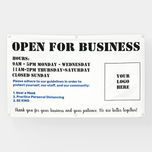 Pas Openlucht Open voor Bedrijfs Banner aan (Horizontaal)