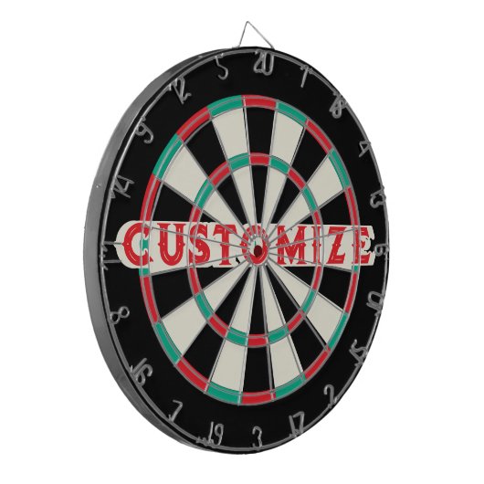 Pas oude klassieke stijl gepersonaliseerde rode te dartbord (Voorkant Links)