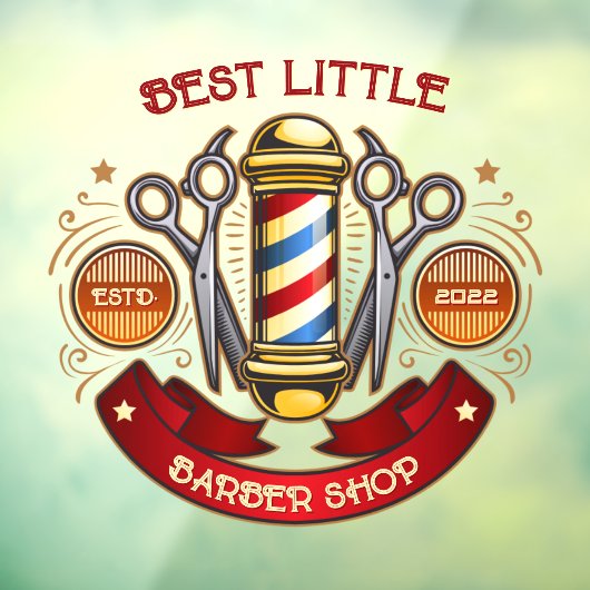 Pas  ouderwetse kapperswinkel Pool aan Raamsticker (Vel 3)