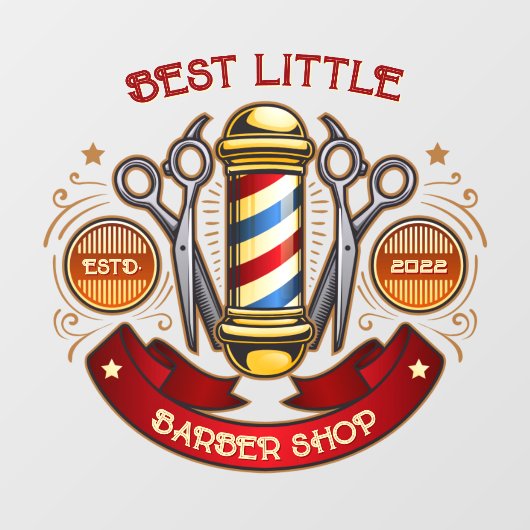 Pas  ouderwetse kapperswinkel Pool aan Raamsticker (Vel)