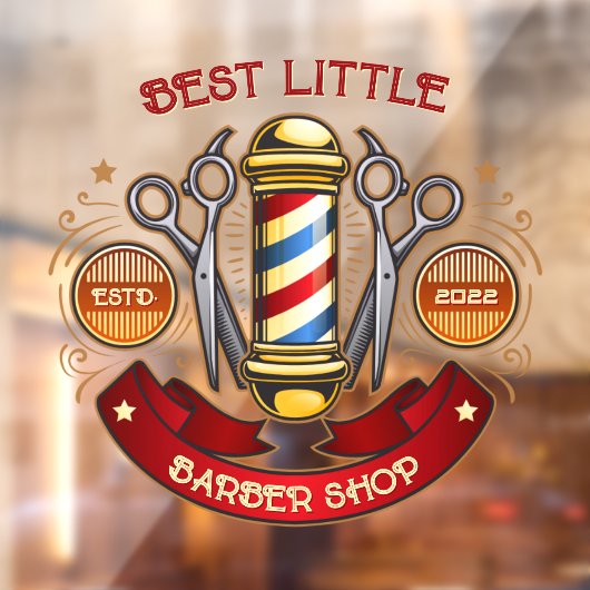 Pas ouderwetse kapperswinkel Pool aan Raamsticker (Vel 2)