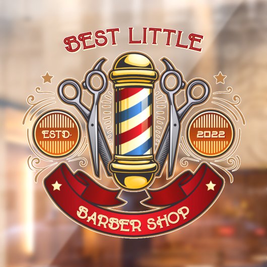 Pas  ouderwetse kapperswinkel Pool aan Raamsticker (Vel 2)