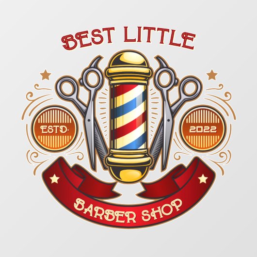 Pas  ouderwetse kapperswinkel Pool aan Raamsticker (Vel)