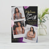 Pas Paarse Gouden Fotoprom toe Verstuur Uit Kaart (Staand voorkant)