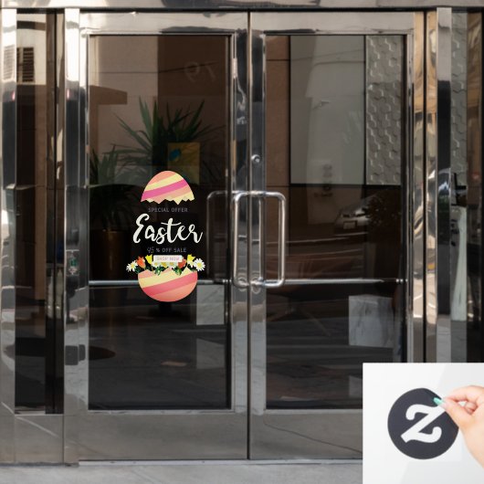Pas Pasen Sale Ei Winkel Korting Procent Deur aan Raamsticker (Kantoordeur)