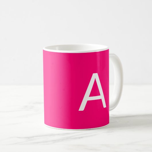 Pas, personaliseer monogram initiaal hete roze aan koffiemok (Voorkant rechts)