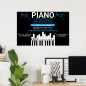 Pas Piano Lessen Muziek Docent Yard Poster (Thuiskantoor)
