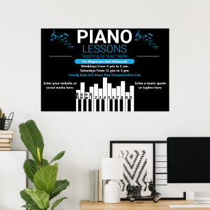 Pas Piano Lessen Muziek Docent Yard Poster