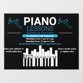 Pas Piano Lessen Muziek Docent Yard Raamsticker (Vel)