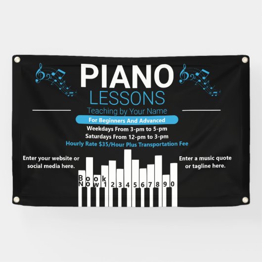Pas Piano Lessen Muziek Docent Yard Spandoek (Horizontaal)