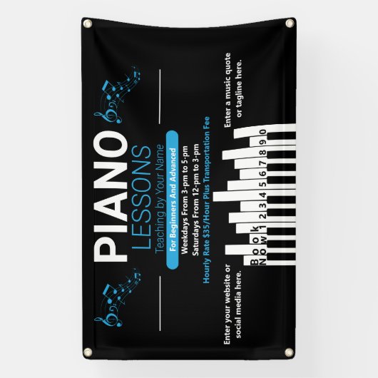 Pas Piano Lessen Muziek Docent Yard Spandoek (Verticaal)