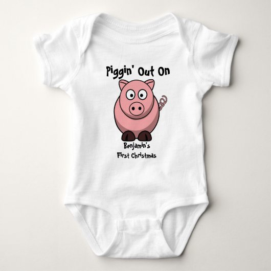 Pas Piggin'-T-shirt van 1 Kerstmis aan Romper (Voorkant)