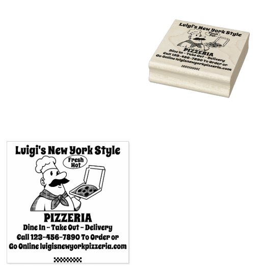 Pas Pizza Restaurant gedetailleerd aan Rubberstempel (Gestempeld)