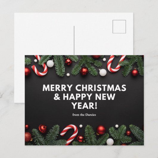 Pas prettig kerstfeest en vrolijk nieuwjaar aan briefkaart (Voorkant / Achterkant)