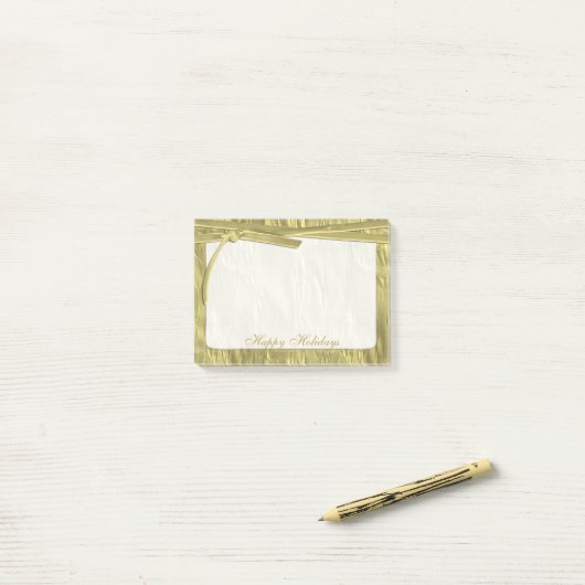 Pas 'Prettige feestdagen' Gold Crumpled Paper aan Post-it® Notes (Op bureau)