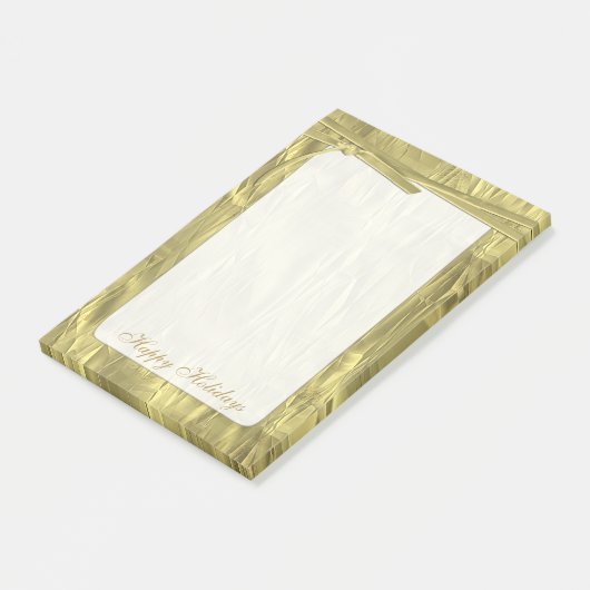 Pas 'Prettige feestdagen' Gold Crumpled Paper aan Post-it® Notes (Schuin)