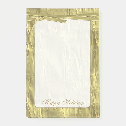 Pas 'Prettige feestdagen' Gold Crumpled Paper aan Post-it® Notes (Voorkant)