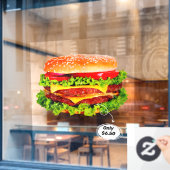 Pas prijs Double Cheeseburger Deluxe advert aan Raamsticker (Cafe Raam)