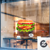 Pas prijs Double Cheeseburger Deluxe advert aan Raamsticker (Cafe Raam)