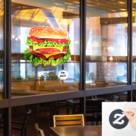 Pas prijs Double Cheeseburger Deluxe advert aan Raamsticker